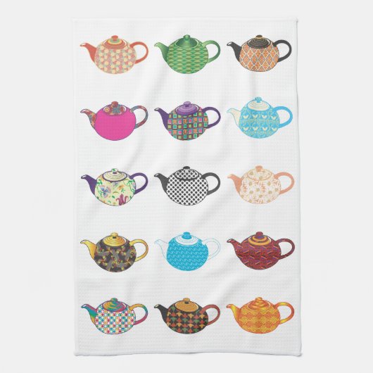Linge De Cuisine Bouilloires de thé multicolores (Vertical)