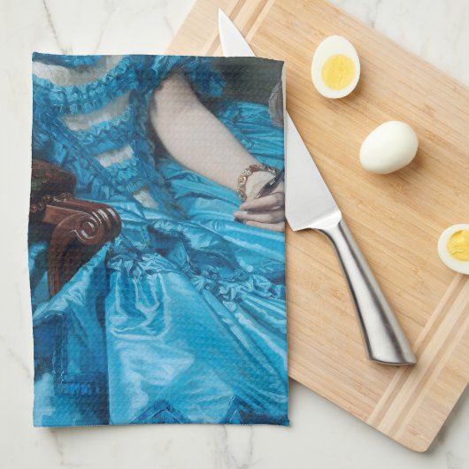 Linge De Cuisine Boule de gomme Diva en satin bleu (Quart Plié)