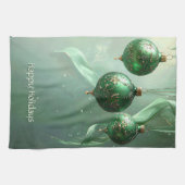 Linge De Cuisine Boule de Noël Verte Fête (Horizontal)