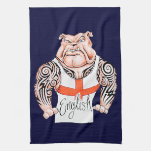 Linge De Cuisine Bouledogue anglais avec le tatouage tribal sur des
