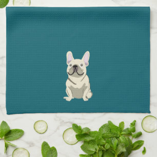 Linge De Cuisine Bouledogue français crème, j'aime mon chien