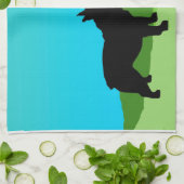 Linge De Cuisine Bouledogue français de ciel bleu (Plié)