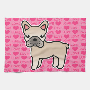 Linge De Cuisine Bouledogue français de dessin animé crème