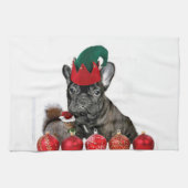 Linge De Cuisine Bouledogue français de Noël (Horizontal)