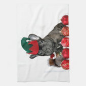 Linge De Cuisine Bouledogue français de Noël (Vertical)