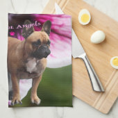 Linge De Cuisine Bouledogue français Fleurs Bouledogue français  (Quart Plié)