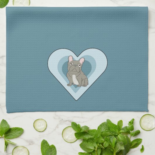 Linge De Cuisine Bouledogue Français Gris (Plié)