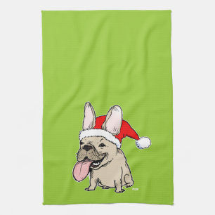 Linge De Cuisine Bouledogue Français Père Noël - Chien Mignon Vacan