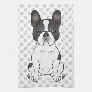 Linge De Cuisine Bouledogue français piebalde noir / Chien et patte