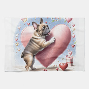 Linge De Cuisine Bouledogue français Saut de coeur Bouledogue Franç
