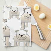 Linge De Cuisine Bouledogues anglais, blancs. Modèle de chiens (Quart Plié)