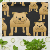 Linge De Cuisine Bouledogues rouges sur le noir (Plié)