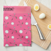 Linge De Cuisine Boules de golf roses nommées personnalisées (Quart Plié)