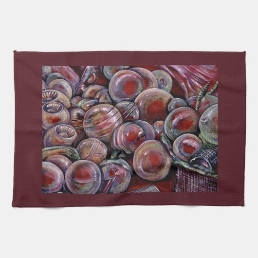 Linge De Cuisine Boules de Noël rouges (Horizontal)