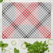 Linge De Cuisine Boules ou trous noirs à rouges, carrés croisés (Plié)