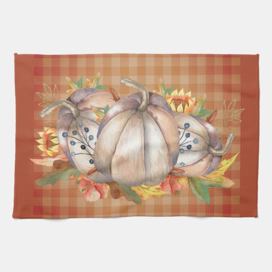 Linge De Cuisine Bouquet Citrouille d'automne (Horizontal)