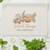 Linge De Cuisine Bouquet Citrouille d'automne Nom de famille (Plié)