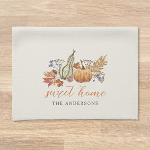 Linge De Cuisine Bouquet Citrouille d'automne Nom de famille