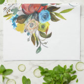 Linge De Cuisine Bouquet d'aquarelle douce Blanc simple (Plié)