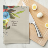 Linge De Cuisine Bouquet d'aquarelle doux Taupe personnalisable (Quart Plié)