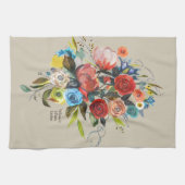 Linge De Cuisine Bouquet d'aquarelle doux Taupe personnalisable (Horizontal)