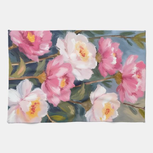 Linge De Cuisine Bouquet d'aquarelle rose Peonés (Horizontal)