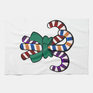 Linge De Cuisine Bouquet de cannes de bonbons - ruban vert