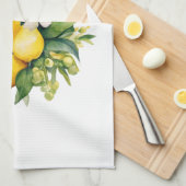 Linge De Cuisine Bouquet de citrons aux fleurs blanches (Quart Plié)
