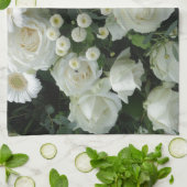 Linge De Cuisine Bouquet de fleurs blanches (Plié)