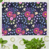 Linge De Cuisine Bouquet de fleurs bleu foncé (Plié)