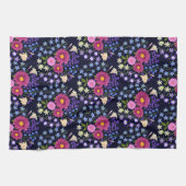 Linge De Cuisine Bouquet de fleurs bleu foncé (Horizontal)