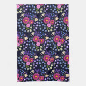 Linge De Cuisine Bouquet de fleurs bleu foncé (Vertical)