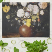 Linge De Cuisine Bouquet de fleurs dans un vase de terre (Plié)