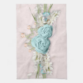 Linge De Cuisine Bouquet de fleurs de Roses bleus et de Couronne (Vertical)