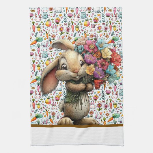 Linge De Cuisine Bouquet de lapin de Pâques (Vertical)
