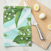 Linge De Cuisine Bouquet de lis de la vallée fleurs sur le bleu (Quart Plié)