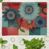 Linge De Cuisine Bouquet de myrtille patchwork bleu de ferme (Plié)