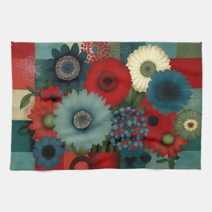 Linge De Cuisine Bouquet de myrtille patchwork bleu de ferme