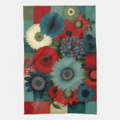Linge De Cuisine Bouquet de myrtille patchwork bleu de ferme (Vertical)
