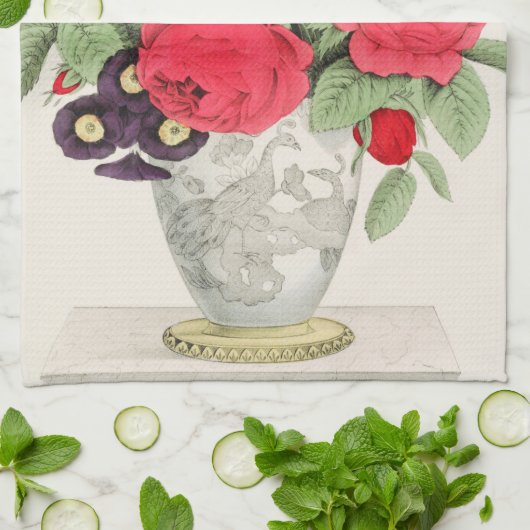 Linge De Cuisine Bouquet de Roses (Plié)