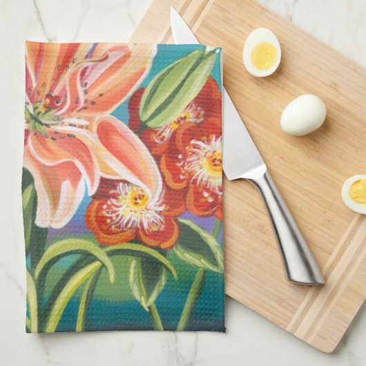 Linge De Cuisine Bouquet en frontière II (Quart Plié)