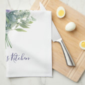 Linge De Cuisine Bouquet floral de fleurs violettes et de verdure à (Quart Plié)