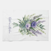 Linge De Cuisine Bouquet floral de fleurs violettes et de verdure à (Horizontal)