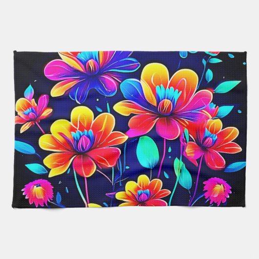 Linge De Cuisine Bouquet floral vif (Horizontal)