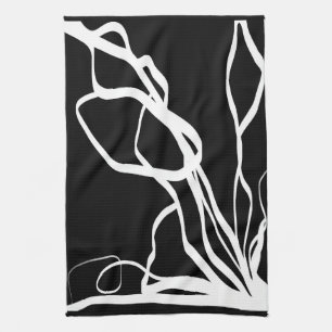 Linge De Cuisine Bouquet Noir : Abstrait noir et blanc