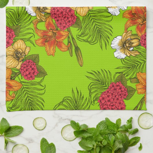 Linge De Cuisine Bouquet tropical (Plié)