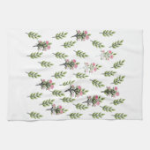 Linge De Cuisine Bouquets roses blancs (Horizontal)