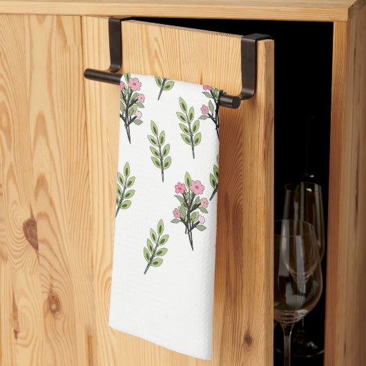 Linge De Cuisine Bouquets roses blancs (Pliage en tiers)
