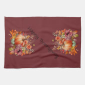 Linge De Cuisine Bourgogne Bon thanksgiving Citrouille Automne Fleu (Horizontal)