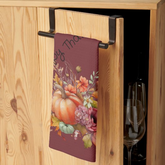 Linge De Cuisine Bourgogne Bon thanksgiving Citrouille Automne Fleu (Pliage en tiers)